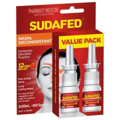 Sudafed Nasal Decongestant Sinus Relief Spray 20ml x 2