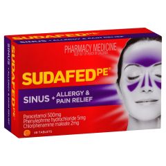 Sudafed PE Sinus + Allergy and Pain Relief Tablets 48 Pack