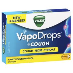 Vicks VapoDrops + Cough Honey Lemon Menthol 16 Pack