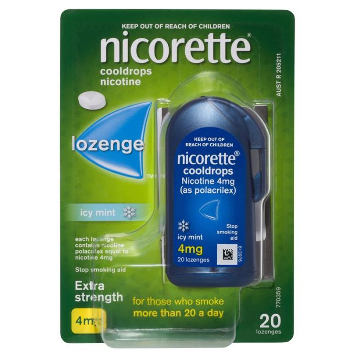 Nicorette Cool Drops Lozenge 4mg 20 Pack