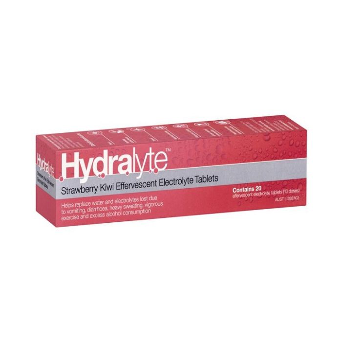 Hydralyte Effervescent Tablets Strawberry Kiwi 20 Pack Chemistworks