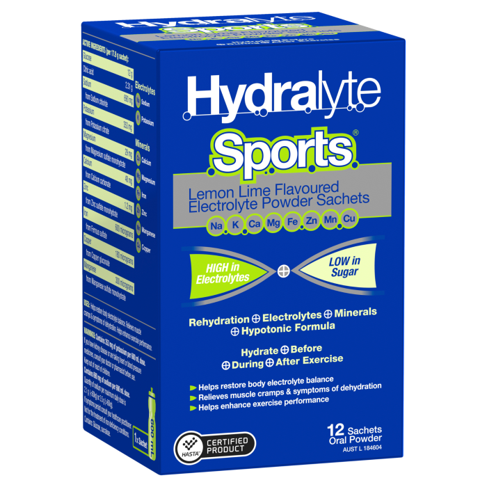Hydralyte Sport Lemon Lime Sachet 12 Pack