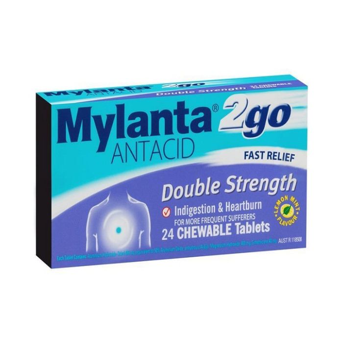 Mylanta 2go Double Strength 24 Tablets