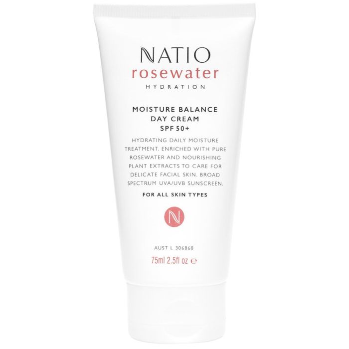 Natio Rosewater Moisture Balance Day Cream Spf50+ 75ml Chemistworks