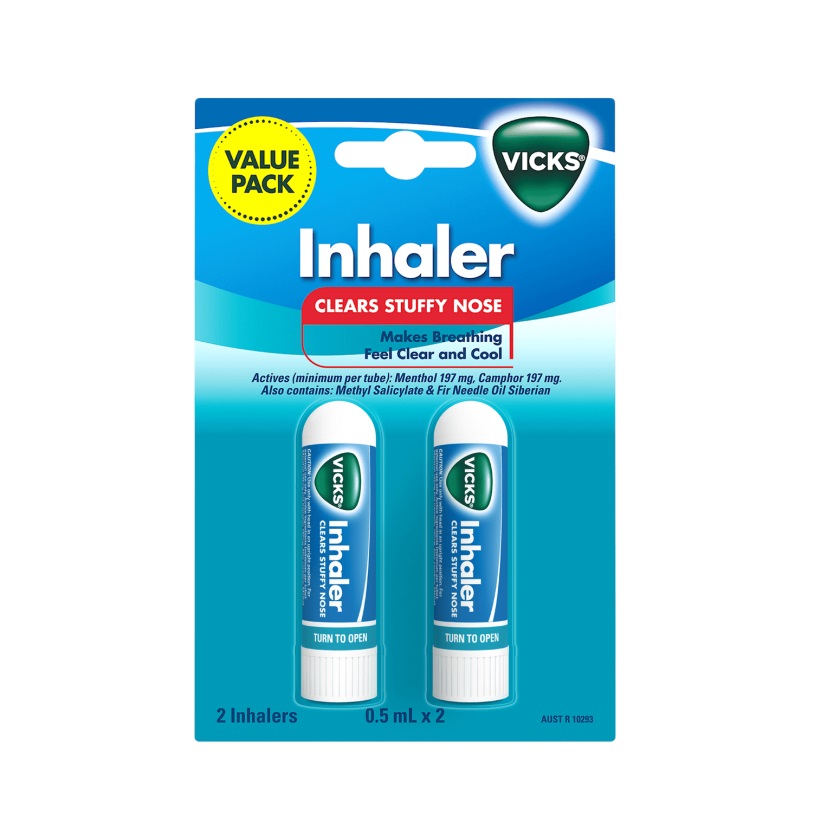 Vicks Inhaler Allergy Cold Nasal Blocked Nose Relief Congestion (0.5ml x 2)